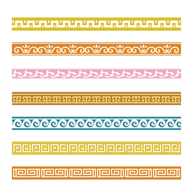 Flat design greek border set