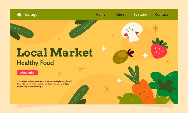 Flat design grocery store landing page