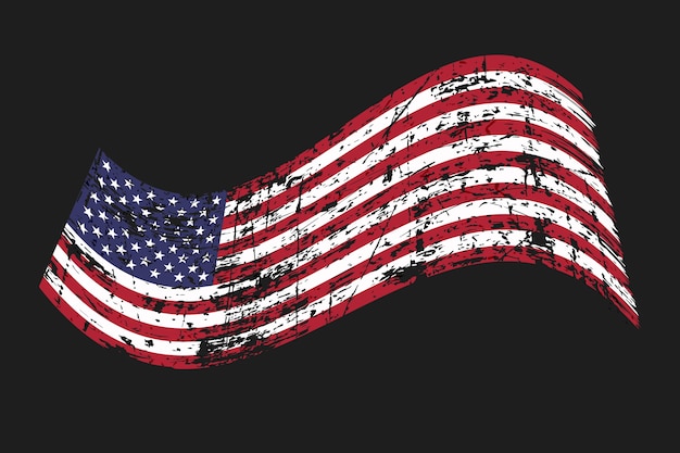 Free vector flat design grunge american flag