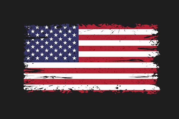 Flat design grunge american flag