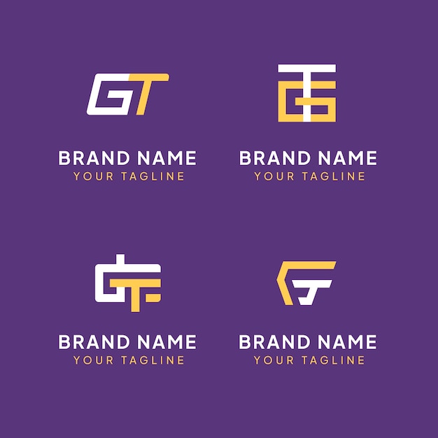 Free Vector flat design gt monogram template