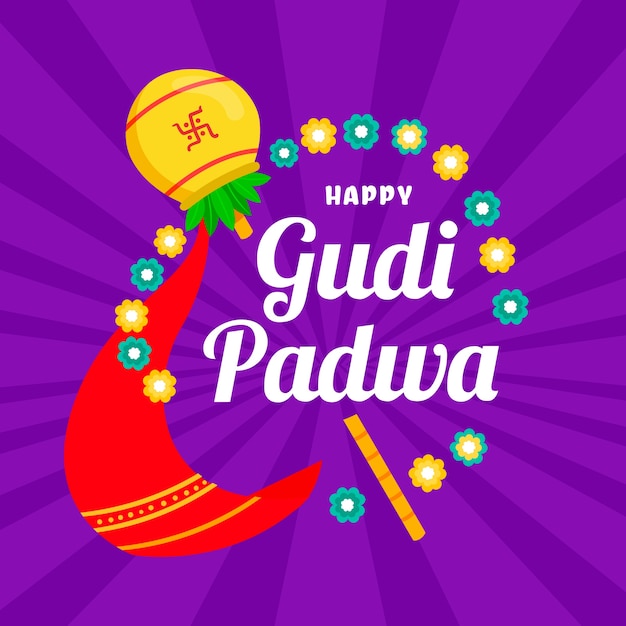 Flat design gudi padwa concept