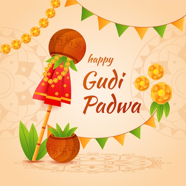 Flat design gudi padwa