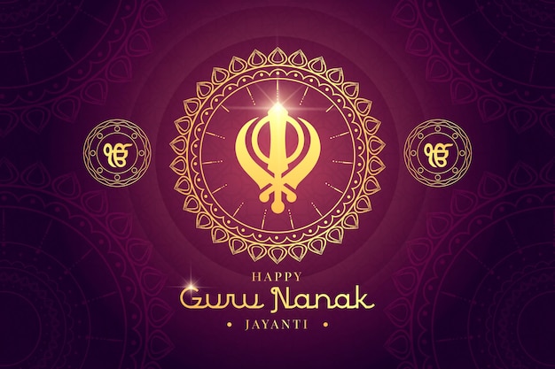 Free Vector flat design guru nanak traditional decoration