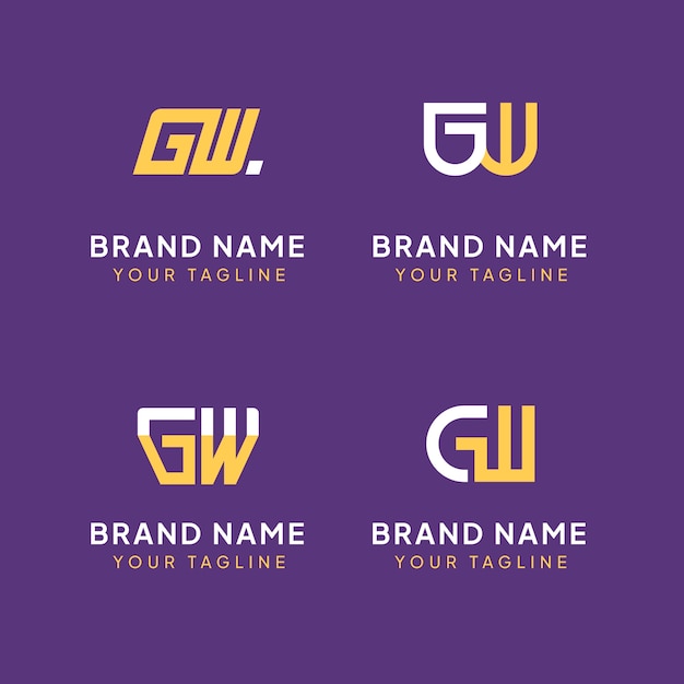 Free Vector flat design gw monogram template