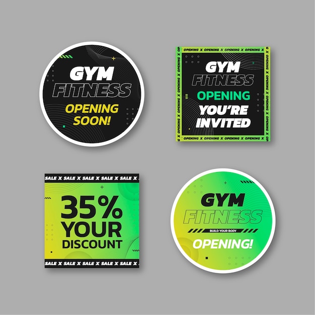 Free Vector flat design gym badges template