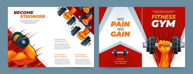 Flat design gym brochure template