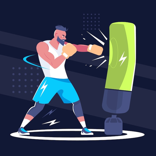 Flat design gym fitness illustration