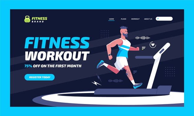 Flat design gym fitness template