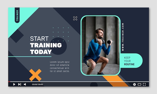 Flat design gym fitness youtube thumbnail