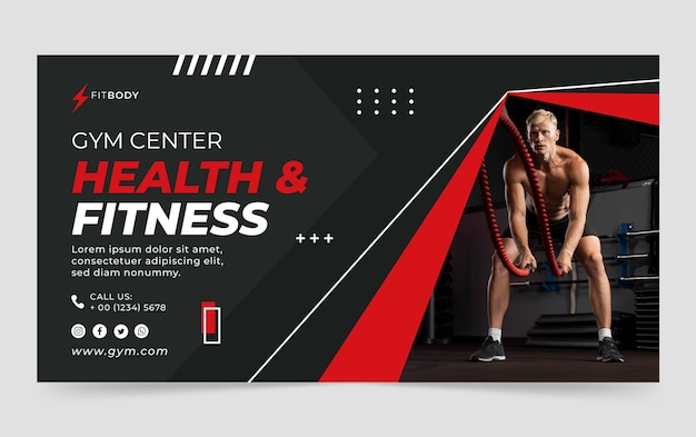 Flat design gym template design