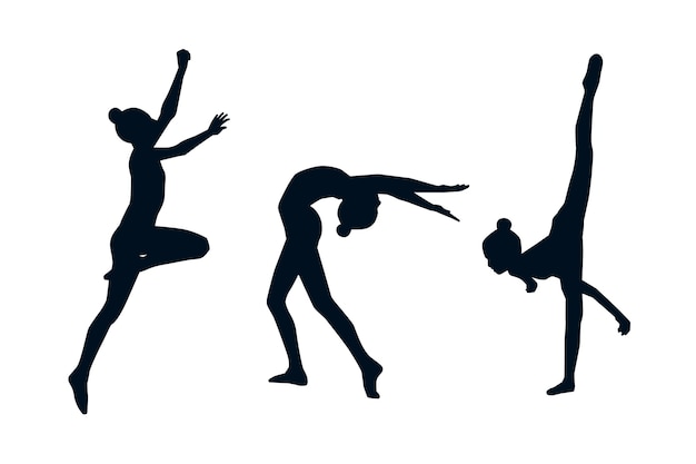 Flat design gymnast silhouette illustration