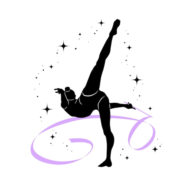 Flat design gymnast silhouette illustration