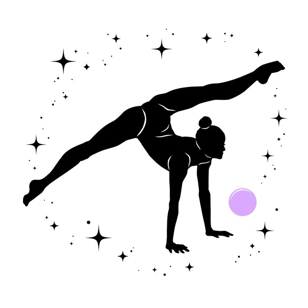 Flat design gymnast silhouette illustration