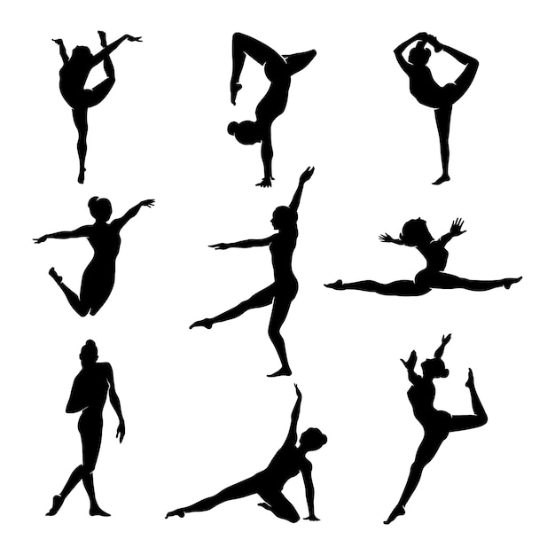 Flat design gymnast silhouette illustration