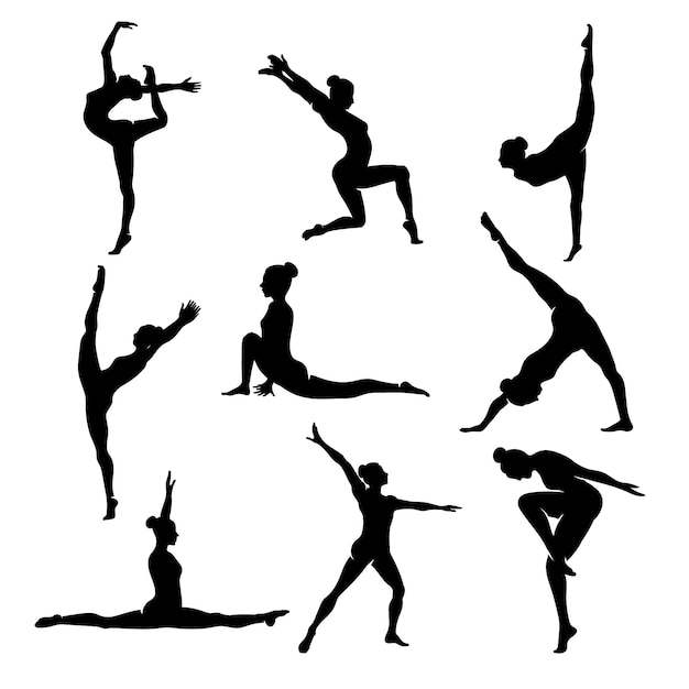 Flat design gymnast silhouette illustration