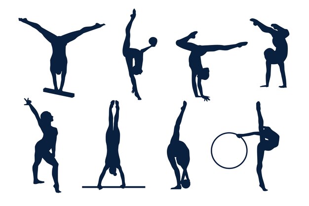 Flat design gymnast silhouette illustration