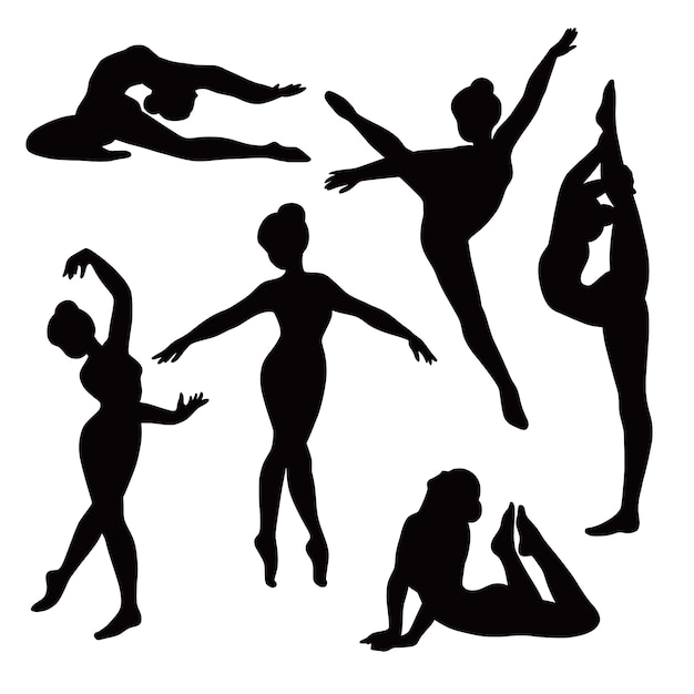 Flat design gymnast silhouette illustration