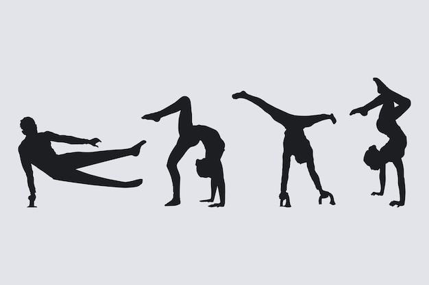 Free Vector flat design gymnast silhouette illustration