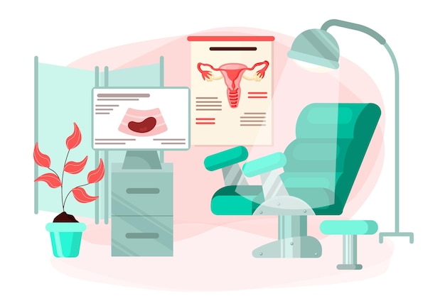 Flat design gynecology cabinet illustration