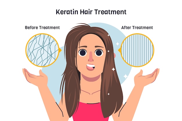 Flat design hair keratin illustration