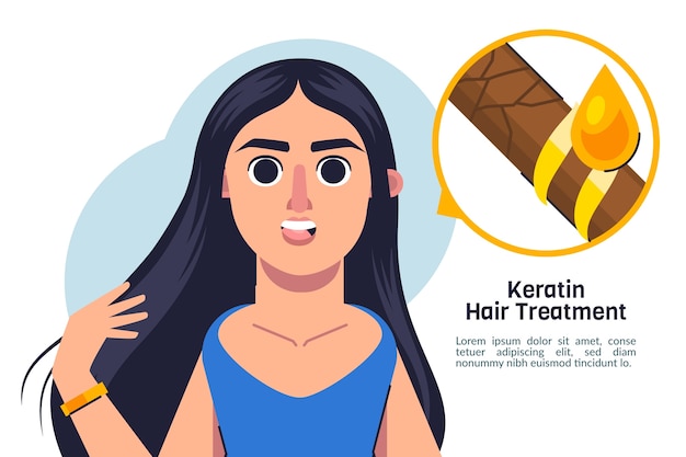 Flat design hair keratin illustration