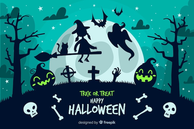 Flat design of halloween background