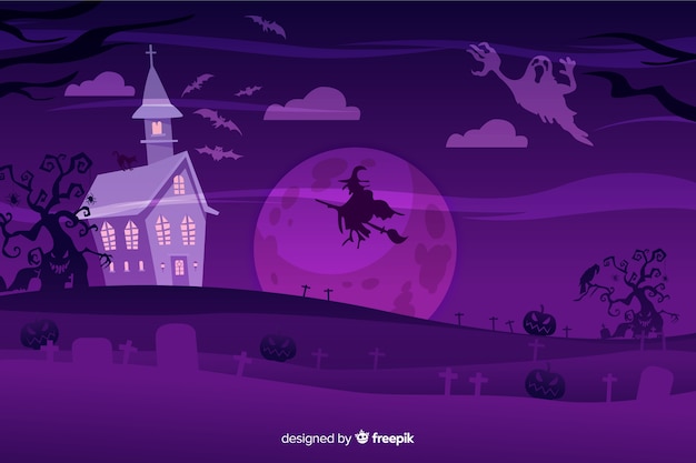 Free Vector flat design of  halloween background