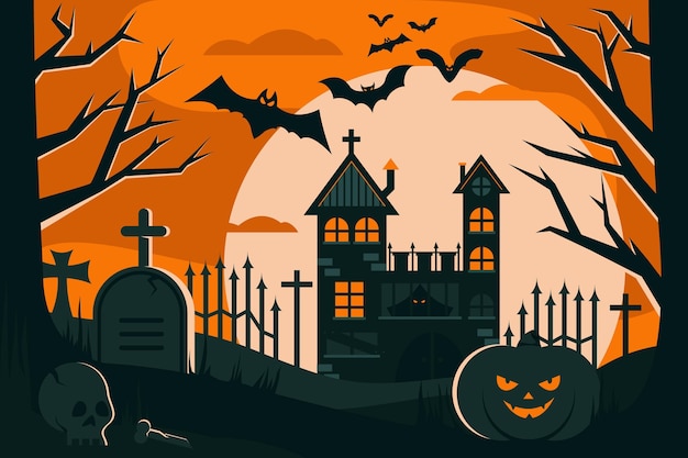 Free vector flat design halloween background