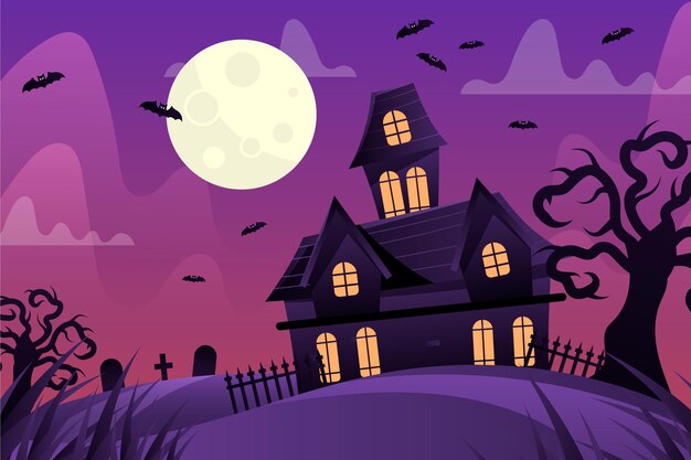 Flat design halloween background