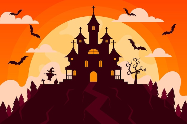 Flat design halloween background