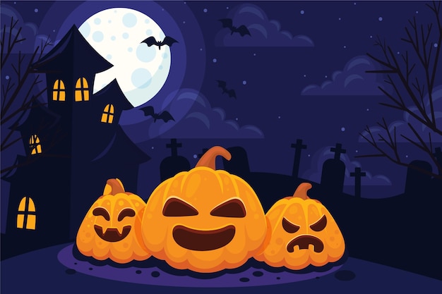 Free Vector flat design halloween background