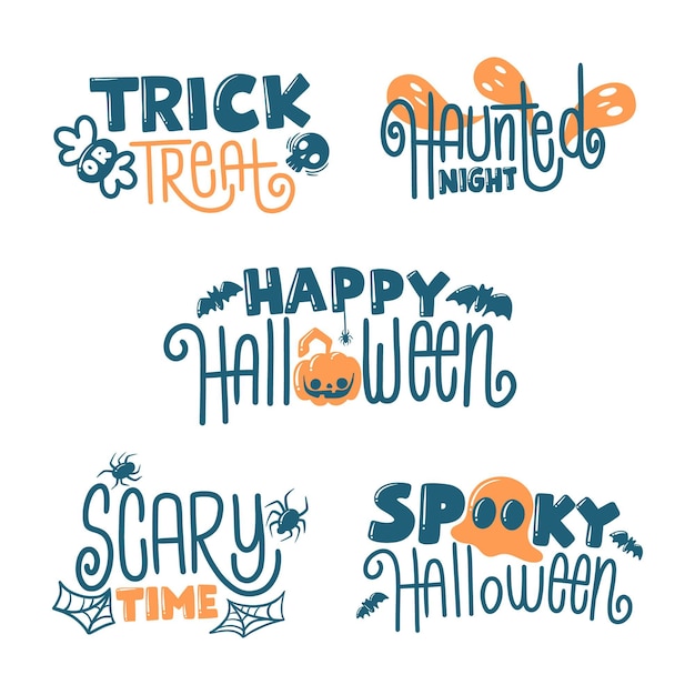 Flat design halloween badge pack