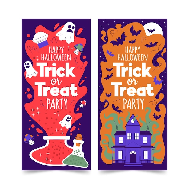 Flat design halloween banners template