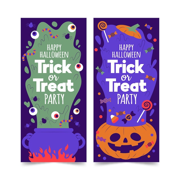 Flat design halloween banners template