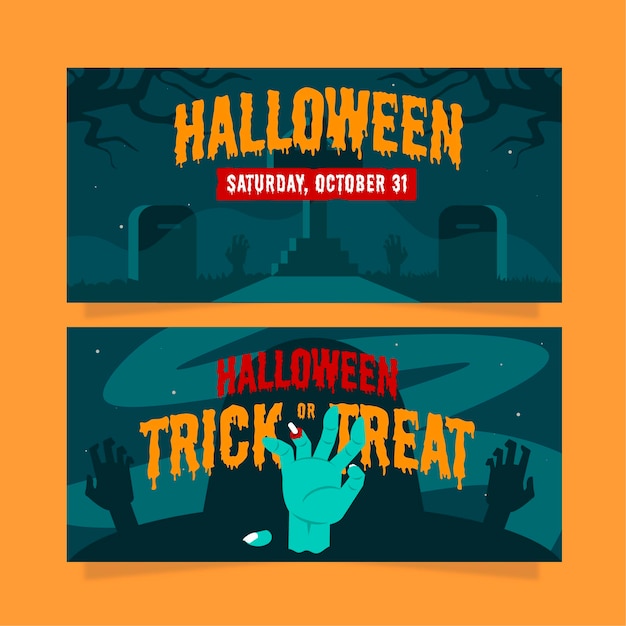 Free Vector flat design halloween banners template