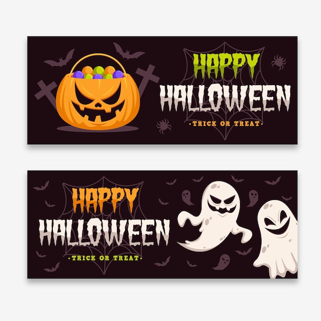 Flat design halloween banners template