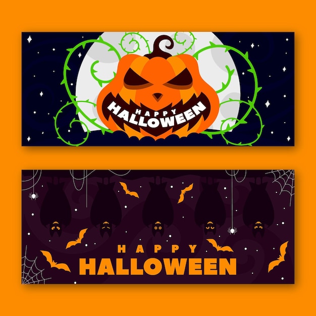 Flat design halloween banners template