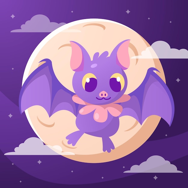 Flat design halloween bat