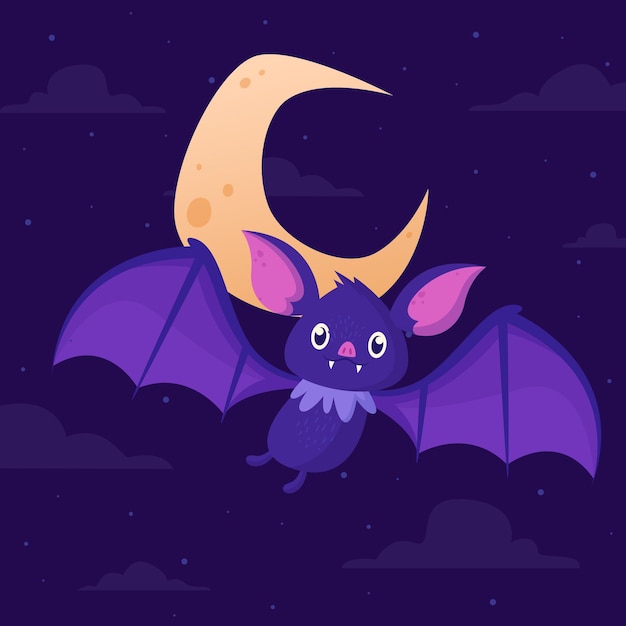 Flat design halloween bat