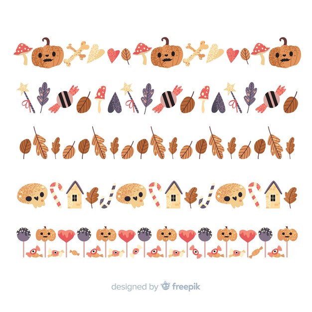 Flat design of halloween border collection