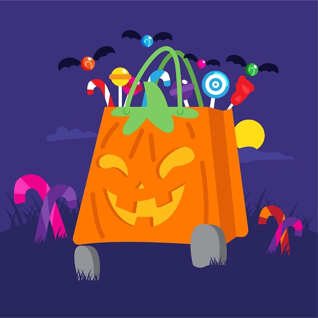 Flat design halloween candy bag