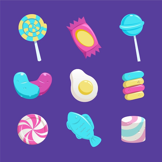 Flat design halloween candy collection