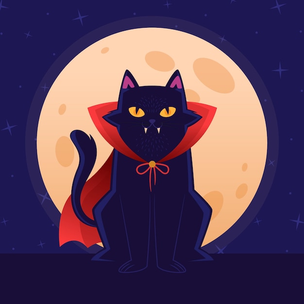 Free Vector flat design halloween cat