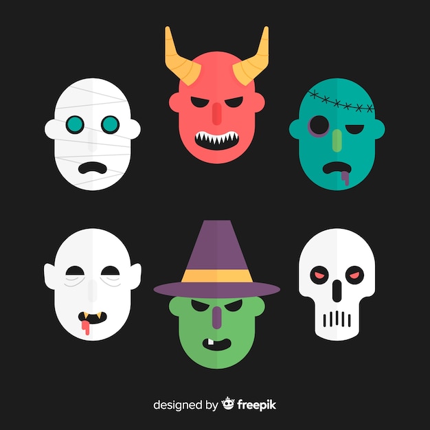 Free Vector flat design halloween character collection