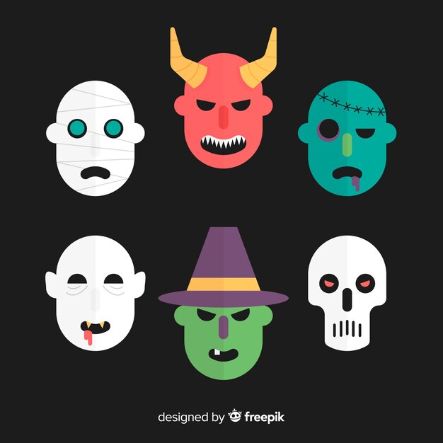 Flat design halloween character collection