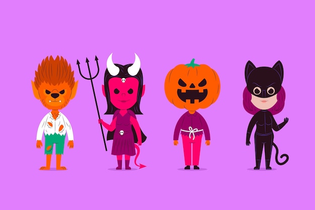 Flat design halloween character collection