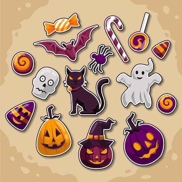 Free Vector flat design halloween element collection