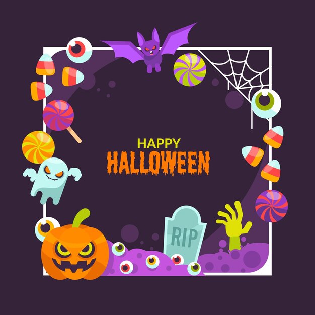 Flat design halloween frame