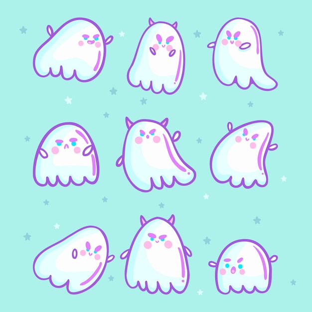 Free Vector flat design halloween ghost collection